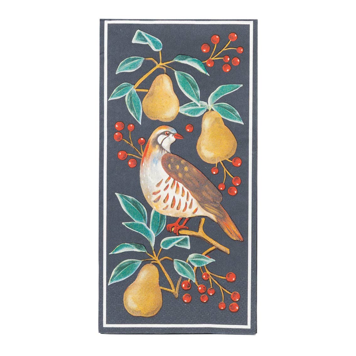 Partridge & Pear Long Lunch Paper Napkins - Display | Christmas Decor |