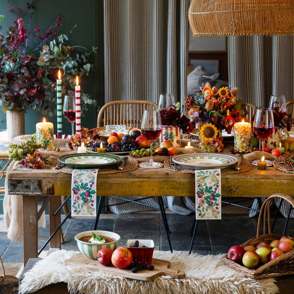 Fall Fruit Long Lunch Paper Napkins - 16 Pack | Fall Napkins |