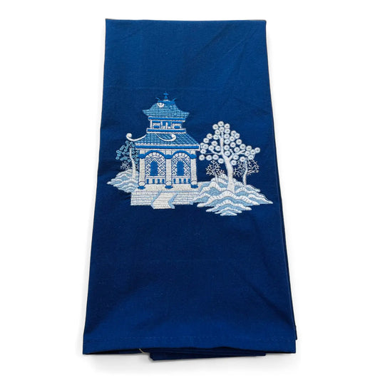 Vibrantly Tea Towel Navy Pagoda