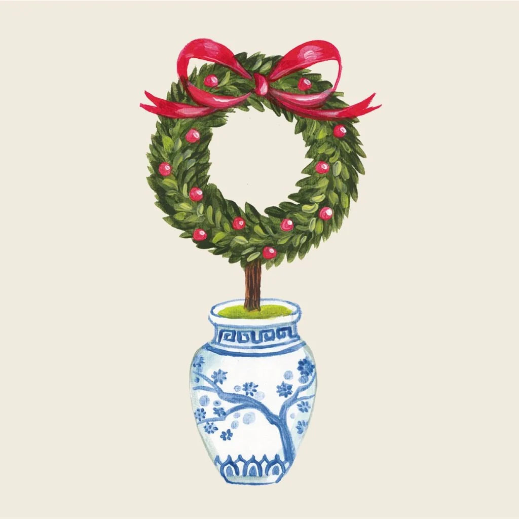 Hester & Cook Holiday Topiary Cocktail Napkin