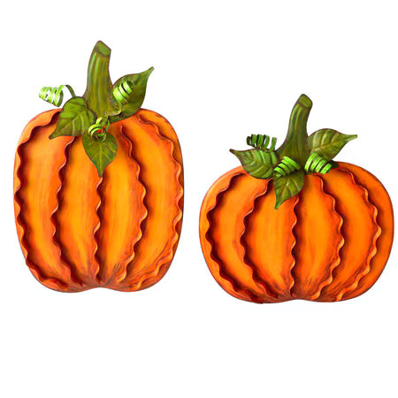 Round Top Collection Ribbon Pumpkins Large S/2