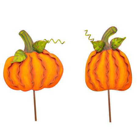 Round Top Collection Ribbon Pumpkins Small
