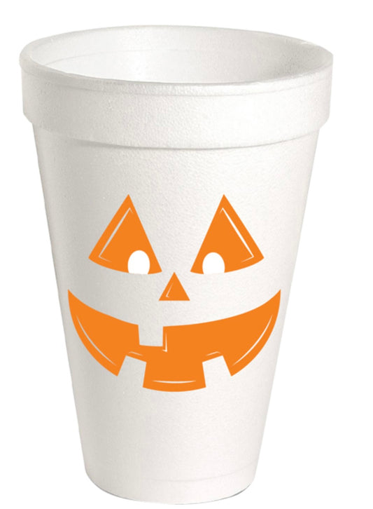 Rosanne Beck Styrofoam Cup, Halloween Jack O Lantern, Orange