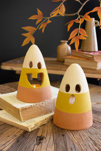 Set of 2 Clay Candy Corn Lanterns