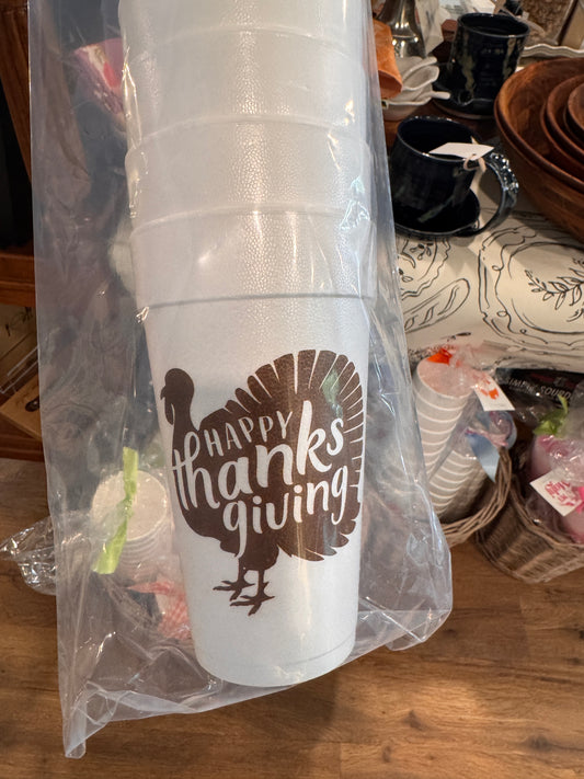 Rosanne Beck Styrofoam Cup, Brown Turkey Happy Thanksgiving