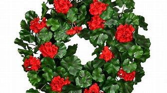 26” red geranium wreath