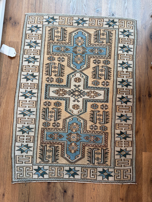 Vintage Turkish Rug 3'X 4'1"