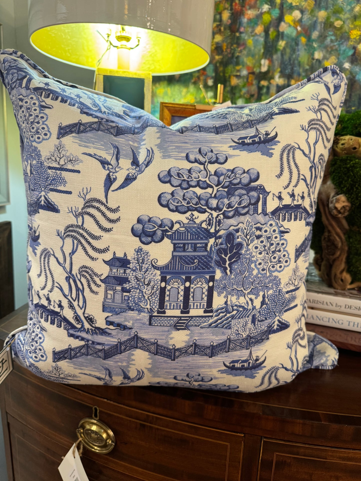 PILLOW Blue Pagodas 22"