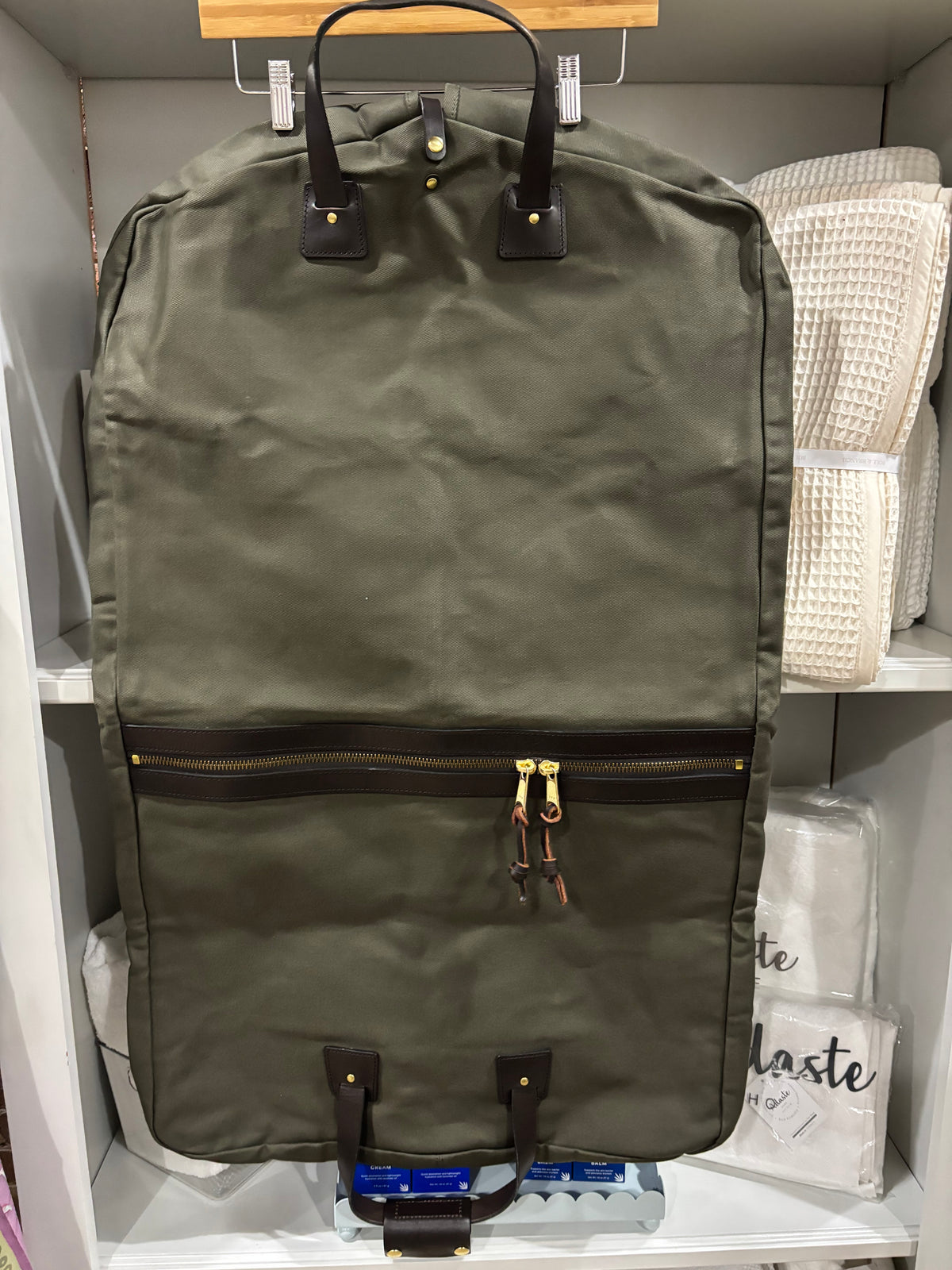 Canvas and Leather Garment Bag