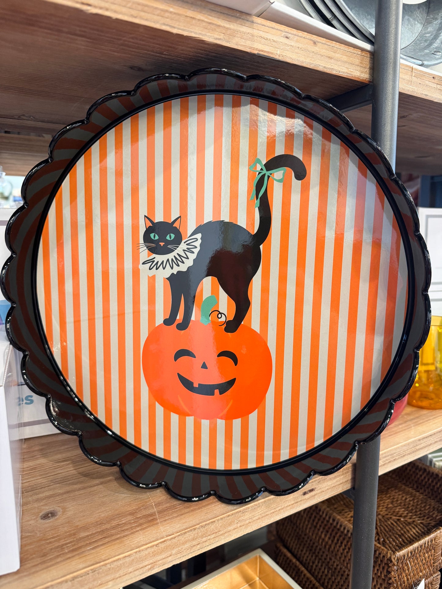 Hocus Pocus Round Scalloped Edge Decorative Tray