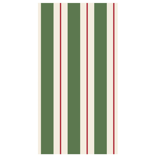 Hester & Cook Green & Red Awning Stripe Guest Napkin