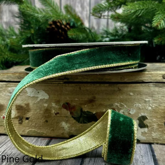 d stevens lush velvet ribbon pine with gold back