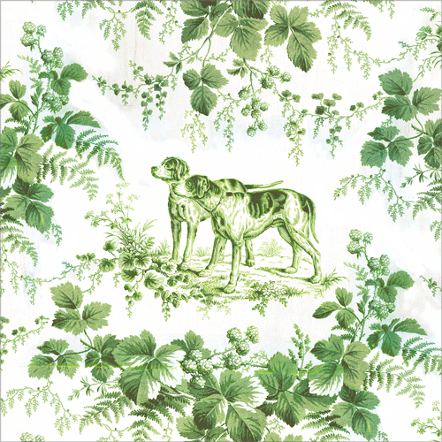 Caspari Hunting Toile Evergreen Napkin, Cocktail