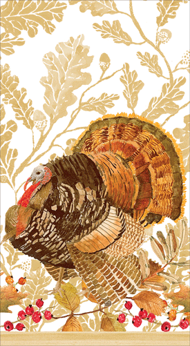 Caspari Woodland Turkey Guest Towel