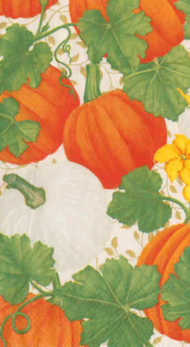 Caspari Pumpkin Chintz White Guest Towel