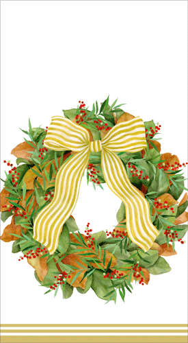 Caspari Magnolia Wreath Guest Towel