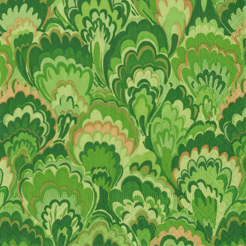 Caspari Marbled Ceramica Green Napkin, Cocktail