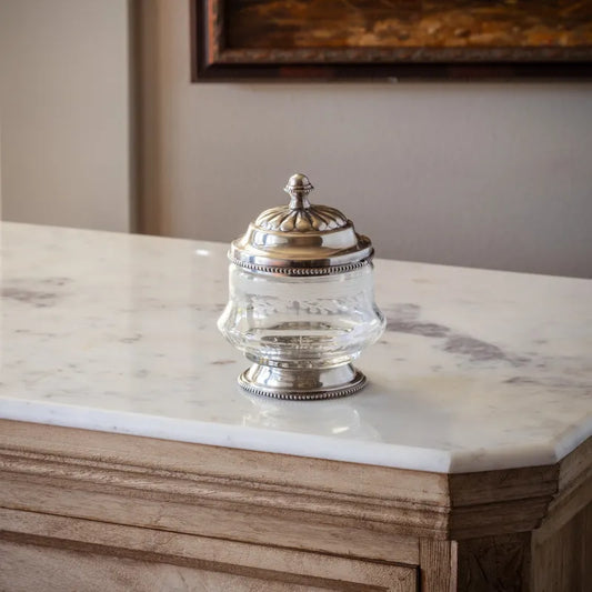 Porch View Antique Silver Etched Glass Vanity