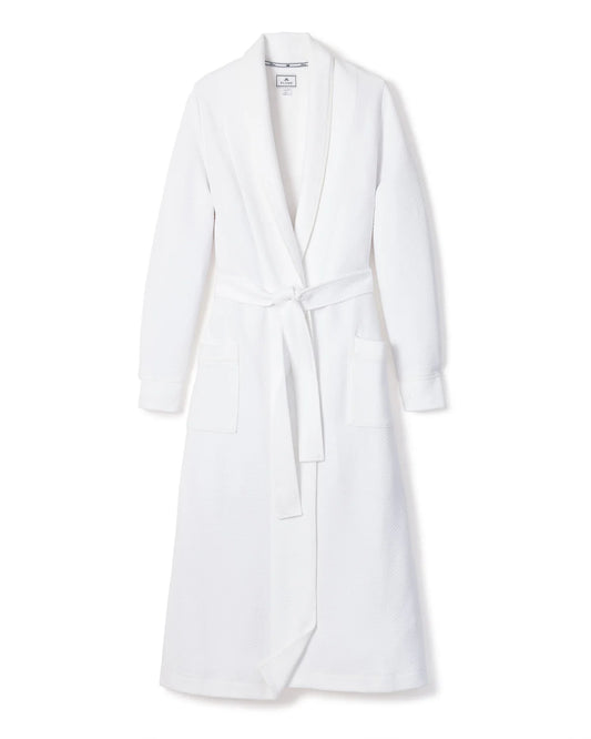 Petite Plume Women's Pima Ophelia Robe in White Jacquard