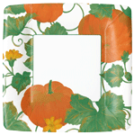 Caspari Heirloom Pumpkins Ivory/Orange Square Salad/Dessert Plates