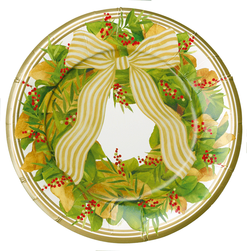 Caspari Magnolia Wreath Salad/Dessert Plates
