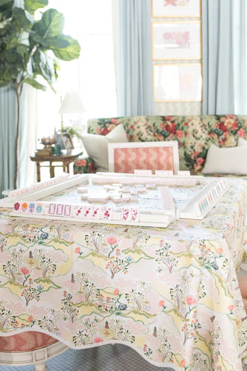 FF Scalloped Table Topper, Pink Pagoda