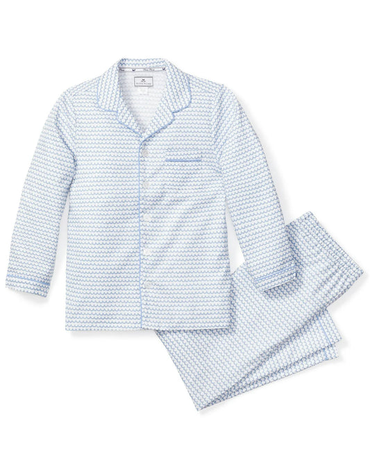 Petite Plume Kid's Twill Pajama Set in La Mer