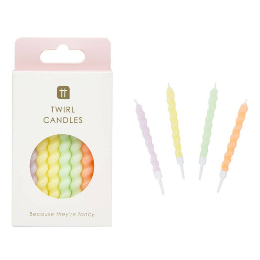 Pastels Twirl Birthday Candles - 8 Pack | Cake Candles |