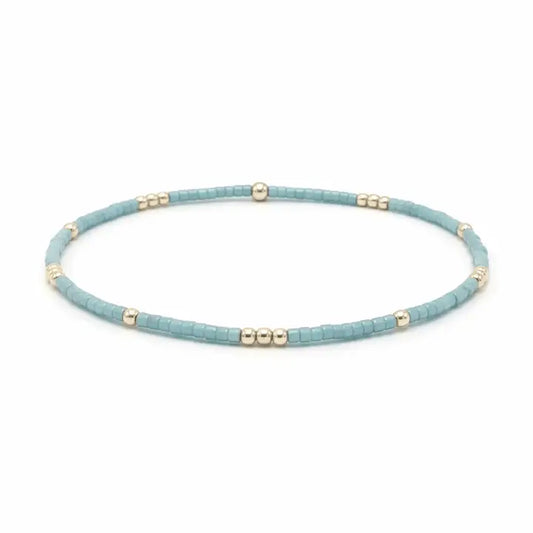 2mm Newport Pale Turquoise Blue + Gold Filled Waterproof Bracelet