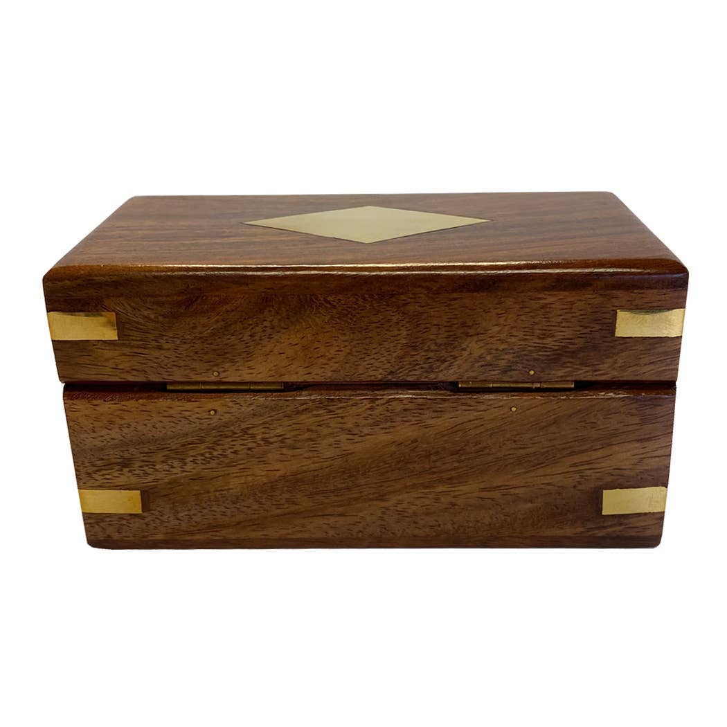 Wood Telescope Box with Brass Diamond Inlay | Tabletop decor