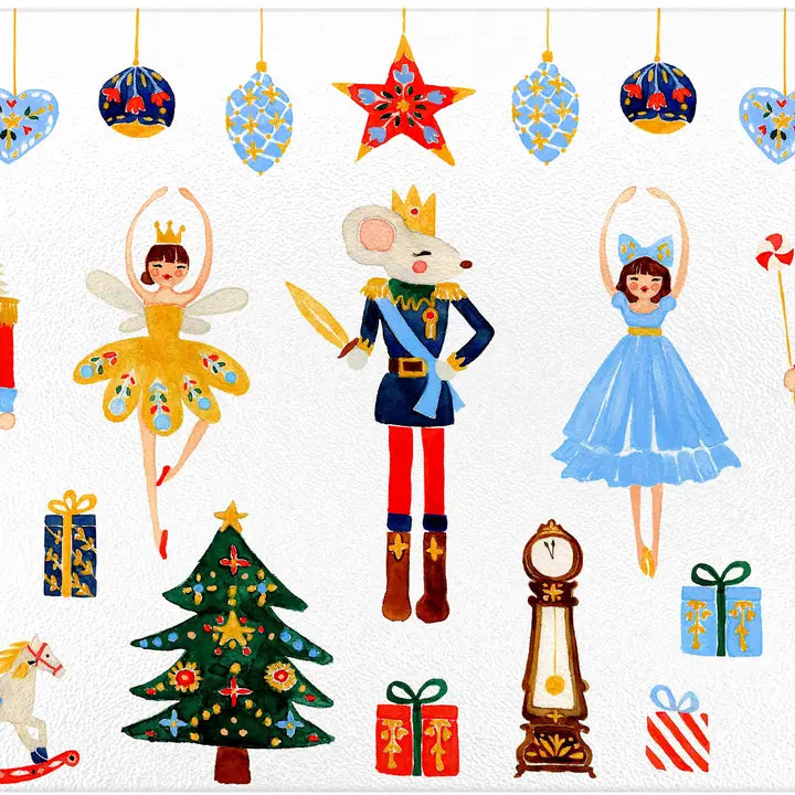 Nutcracker Suite Glass Cutting Board- Small Rectangular 8" by 11"