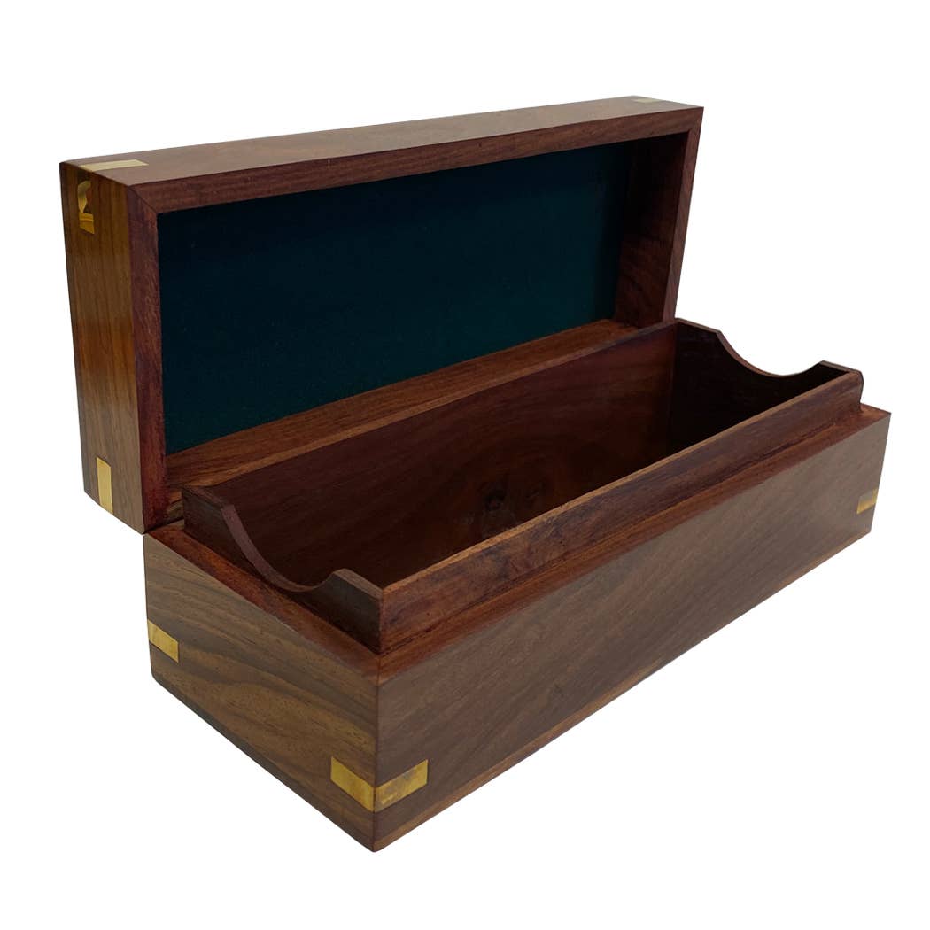 Wood Telescope Box with Brass Diamond Inlay | Tabletop decor