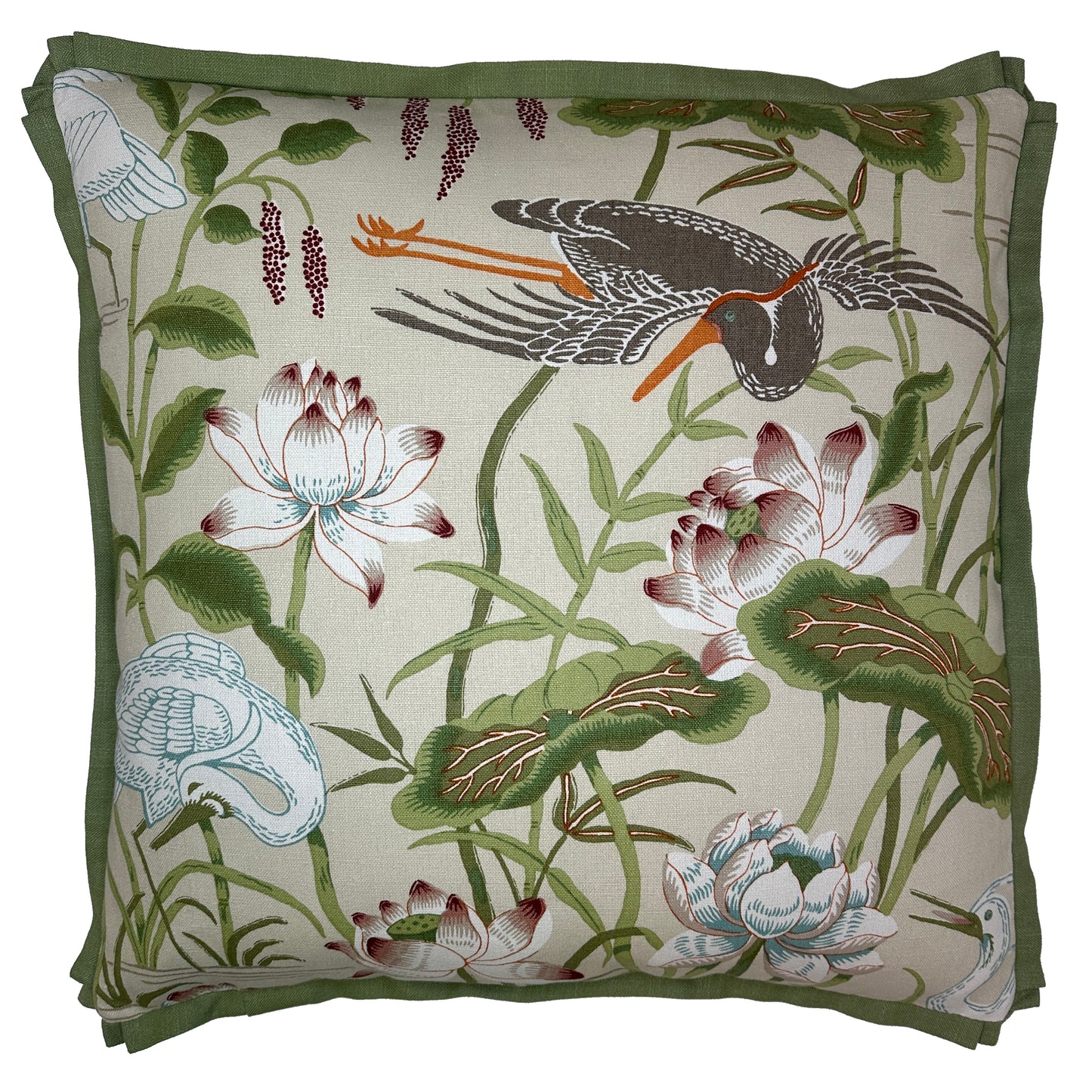 Schumacher Lotus Garden, Parchment Pillow Cover + Insert, 24in