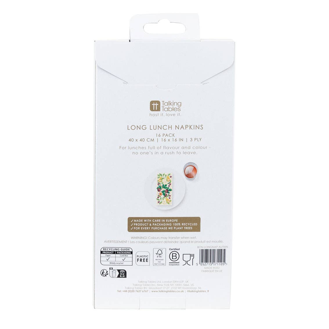 Fall Fruit Long Lunch Paper Napkins - 16 Pack | Fall Napkins |