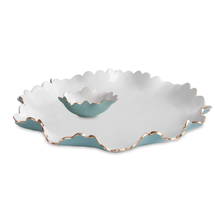 BEATRIZ BALL ENCANTO Colette Large Chip & Dip (Turquoise and White)