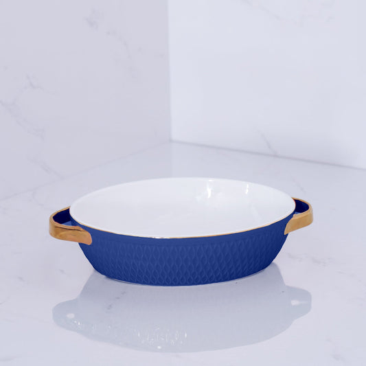 Beatriz Ball Small Ceramic Oval Baker - Blue