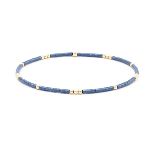 2mm Newport Steel Blue + Gold Filled Waterproof Bracelet