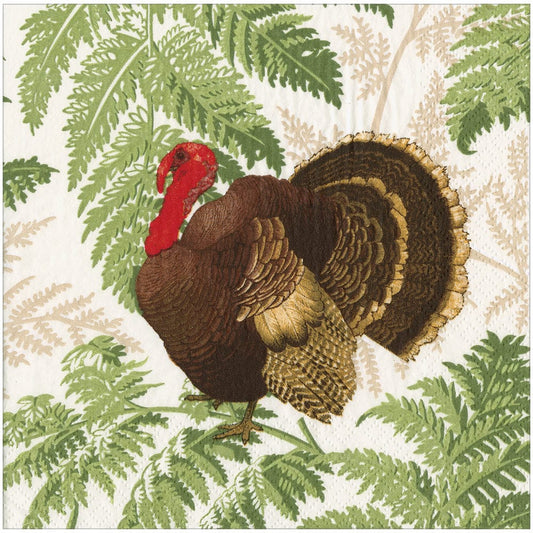 Caspari Turkey Among Ferns Dinner Napkins