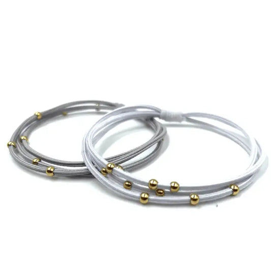 3mm Gold Water Pony Waterproof Bracelet Hair Bands in Gray and White
