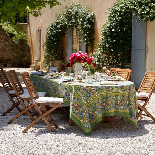 Couleur Nature Jardin Blue & Vert Tablecloth, 71"x106"