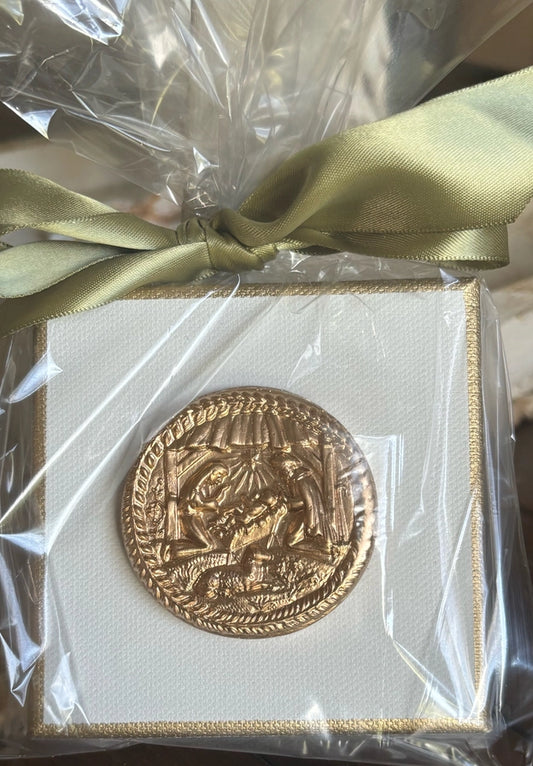 Rouge 225 Hand Brushed Gold Leaf Nativity Canvas