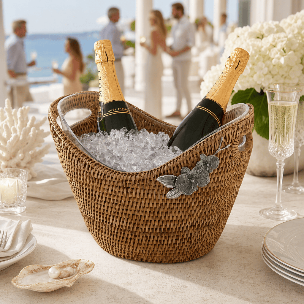 Orchids Hand Woven Wicker Rattan Champagne / Ice Tub