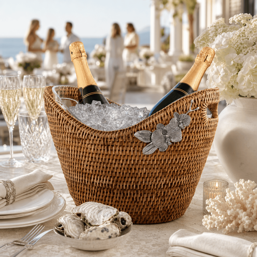 Orchids Hand Woven Wicker Rattan Champagne / Ice Tub