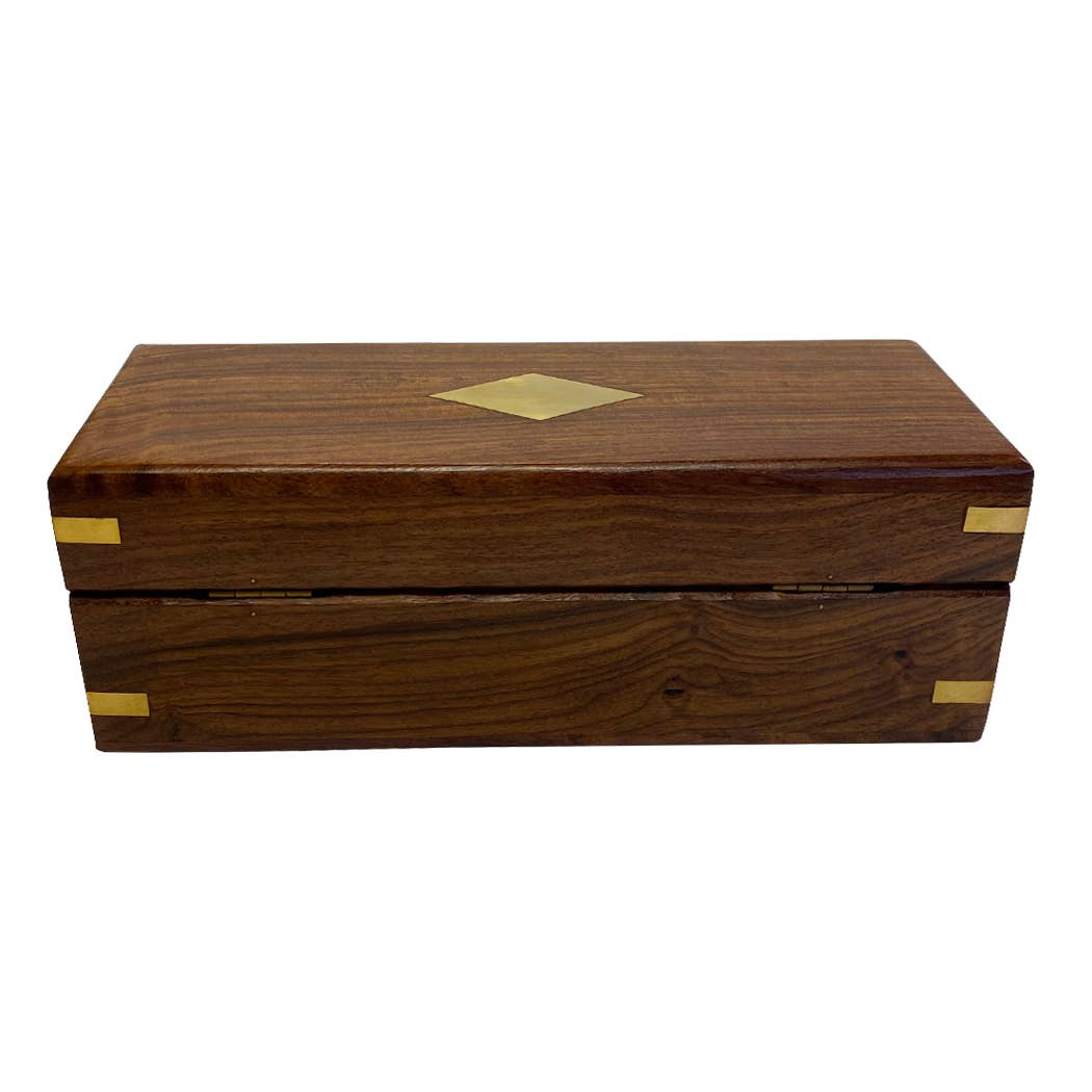 Wood Telescope Box with Brass Diamond Inlay | Tabletop decor