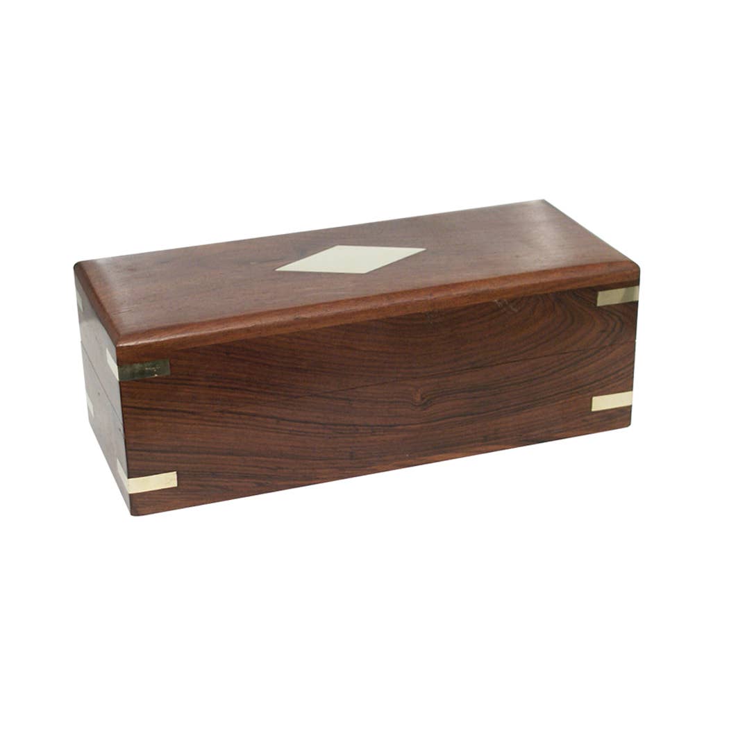 Wood Telescope Box with Brass Diamond Inlay | Tabletop decor