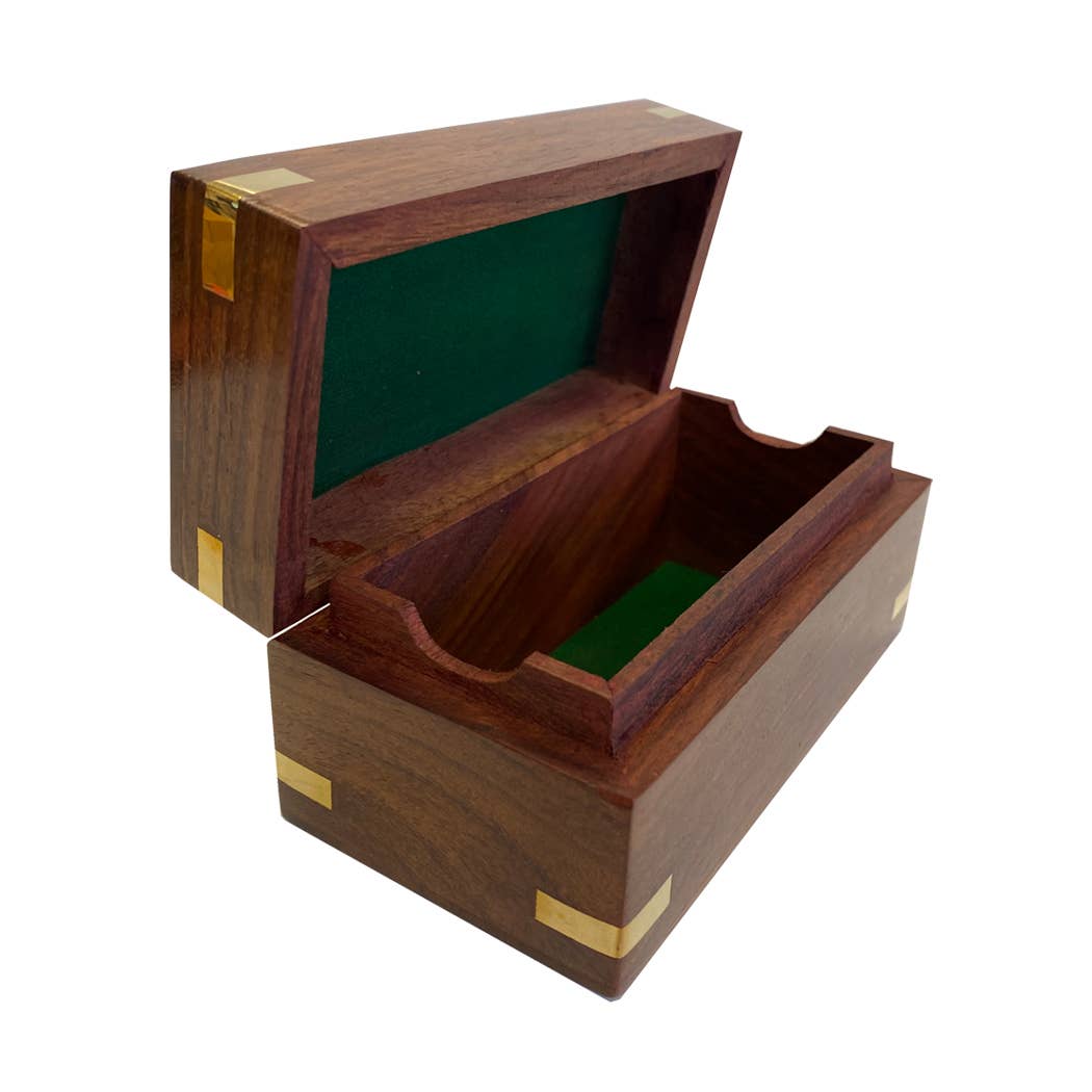 Wood Telescope Box with Brass Diamond Inlay | Tabletop decor