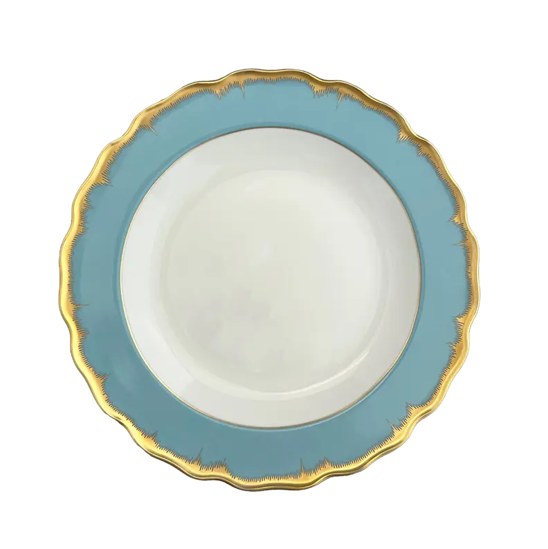 Mottahedeh Chelsea Feather Turquoise Dessert Plate