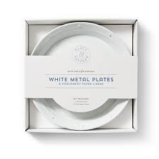 Plate & Pattern White Metal Plate Set