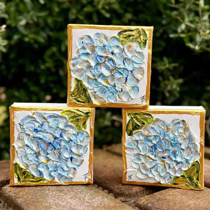 Hand Painted Textured Hydrangea Canvas