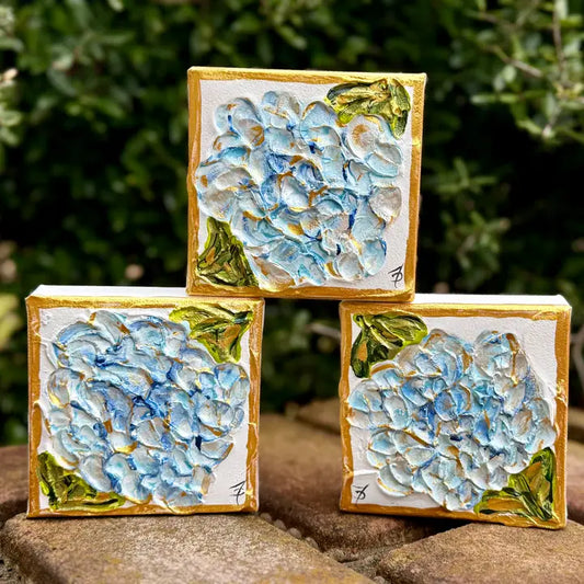 Hand Painted Textured Hydrangea Canvas